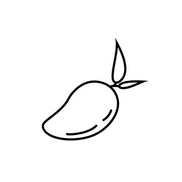 Fresh mango fruit vector icon outline. EPS 10. Tropical fruits illustration. Stock Illustration