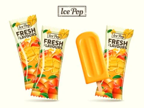 Fresh mango ice pop design Illustrazione stock