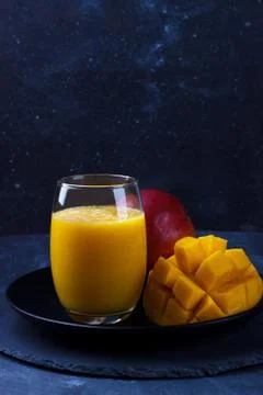 Fresh mango juice Stock Photos