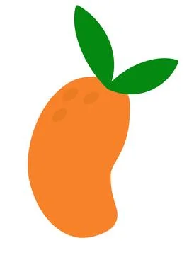 Fresh mango with leaves. Vector flat illustration. Stock Illustration