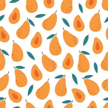 Fresh mango seamless pattern. Exotic and tropical fruit seamless pattern. Иллюстрация
