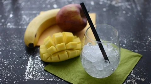 Fresh mango smoothie Stock Footage 124611255