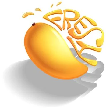 Fresh mango with text Stock Illustration