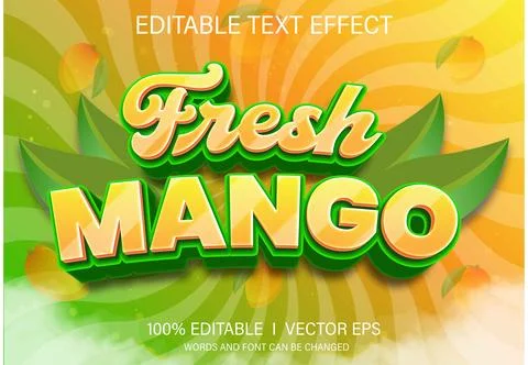 Fresh mango vector text effect with modern style design Stock Illustration