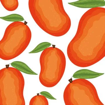 Fresh mangos fruits pattern background 스톡 일러스트