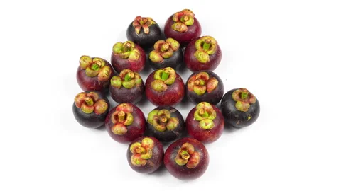 Fresh Mangosteens Group Rotating On White Background 動画素材 336229436