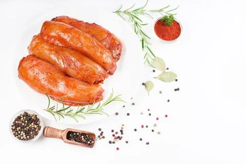 Fresh marinated chicken meat.Raw marinated chicken fillet in red sauce on a Stock Photos