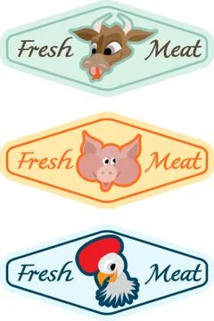 Fresh meat labels Stock Illustration