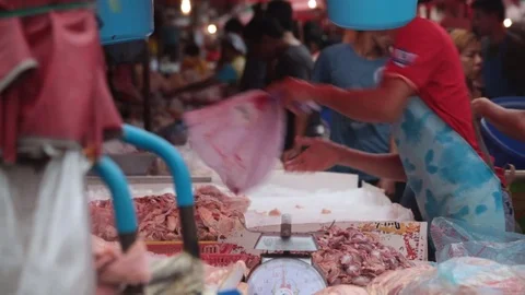 Fresh meat market Thailand raw Stock Footage