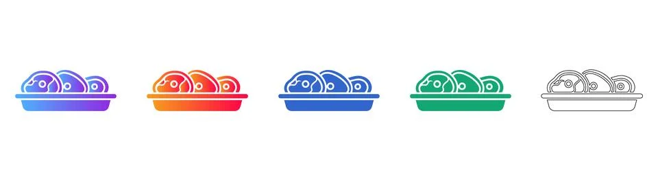 Fresh Meat Packaging Icon Collection Stock Illustration