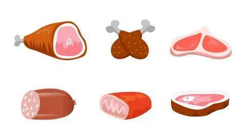 Fresh meat products set Stock Illustration