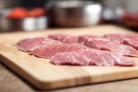 Fresh meat ready for cooking colored image Stock Illustration