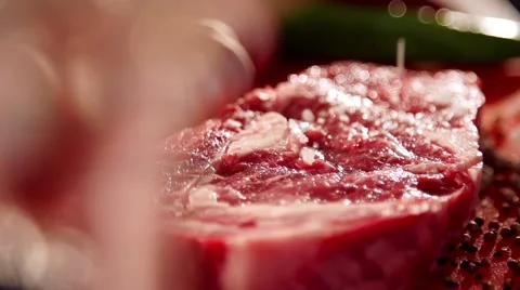 Fresh meat in slow motion Stock Footage 67856984
