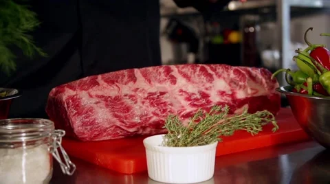 Fresh meat in slow motion Stock Footage 67862813