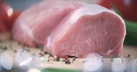 Fresh meat in slow motion Stock Footage 91905681
