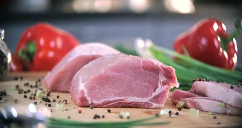 Fresh meat in slow motion Stock Footage 91905684