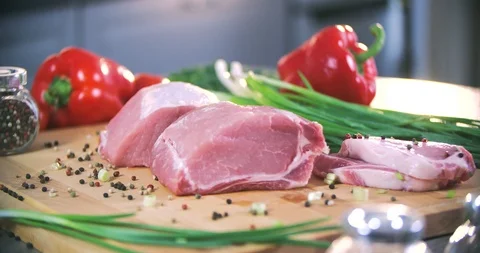 Fresh meat in slow motion Stock Footage 91905693