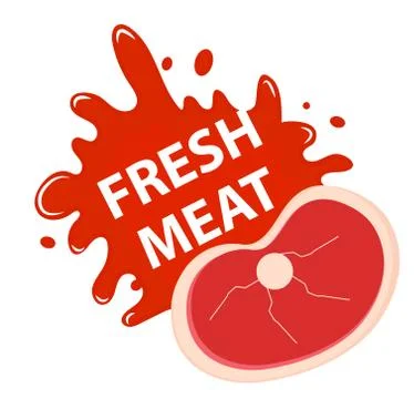 Fresh meat with a splash, icon flat style. Stock Illustration