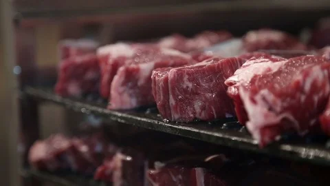 Fresh meat steaks. Stock Footage 74490820