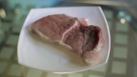 Fresh meat on table Video stock 77364680
