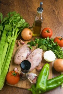 Fresh meat with vegetables Stock Photos
