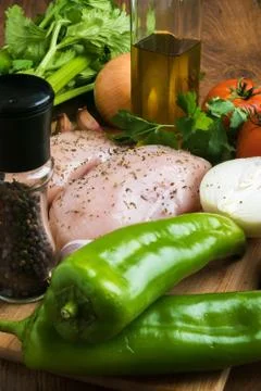 Fresh meat with vegetables Stock Photos