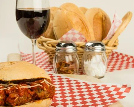Fresh meatball sub on a bun Stock-Fotos