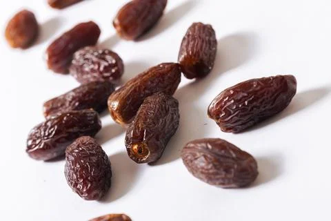 Fresh Medjool Dates on White Background Stock Photos