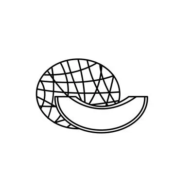 Fresh melon fruit vector icon outline. EPS 10. Tropical fruits illustration. Stock Illustration