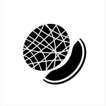 Fresh melon fruit vector solid black icon. EPS 10. Tropical fruits illustration. Stock Illustration