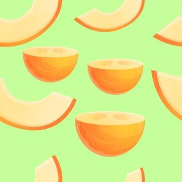 Fresh melon pattern, cartoon style Illustrazione stock