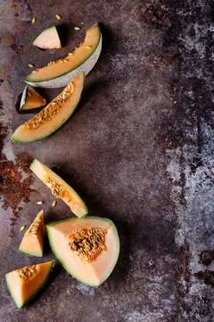 Fresh melon slices Stock Photos