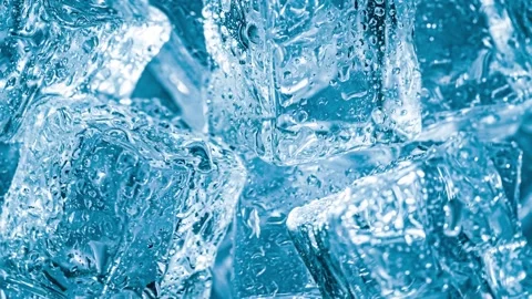 Fresh melting ice cubes background with clear water droplets and bubbles cl.. Stock Footage 337355814