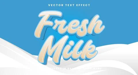Fresh Milk 3d editable text effect Template Stock Illustration