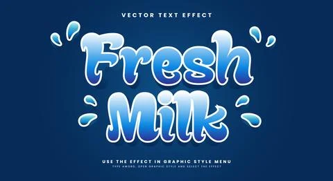 Fresh Milk 3d editable text effect Template Illustrazione stock