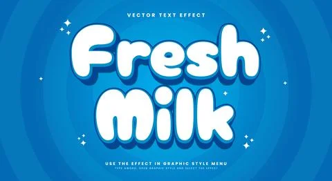 Fresh Milk 3d editable text effect Template 스톡 일러스트