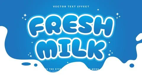 Fresh Milk 3d editable text effect Template Illustrazione stock
