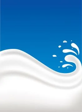 Fresh milk splash on blue background Stock Illustration