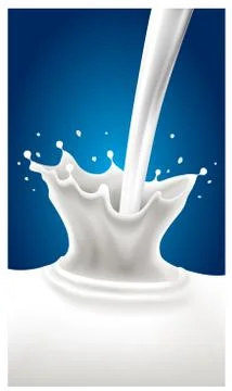 Fresh milk splash on blue background Stock Illustration