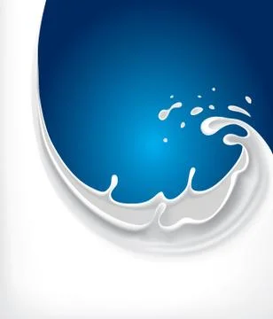 Fresh milk splash on blue background Stock Illustration