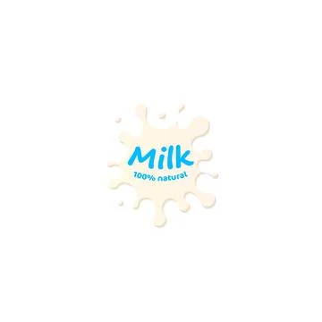 Fresh Milk splash vector icon. White blot, drop illustration. Dairy logo Stock Illustration