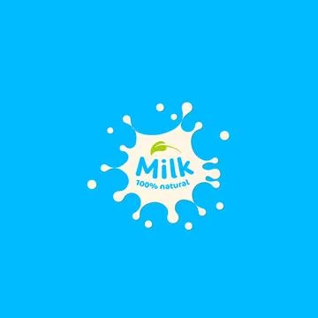 Fresh Milk splash vector icon. White blot, drop illustration. Dairy logo Stock Illustration