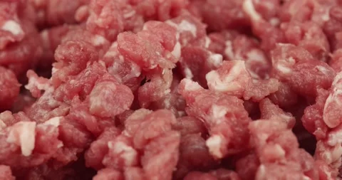 Fresh minced ground beef closeup rotating Stock Footage 145187671