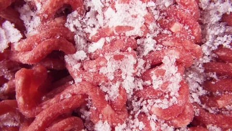 Fresh minced rotating background top view Stock Footage 101651484