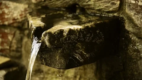 Fresh mineral spring water flow in the forest Video stock 137900855