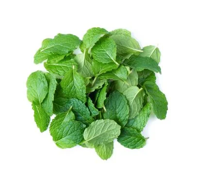 Fresh mint leaves pattern isolated on white background. top view Foto stock