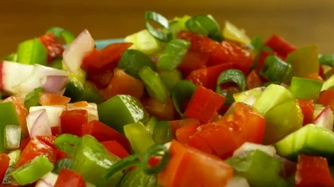 Fresh Mixed Salad Close up SlowMotion Stock Footage 84059130