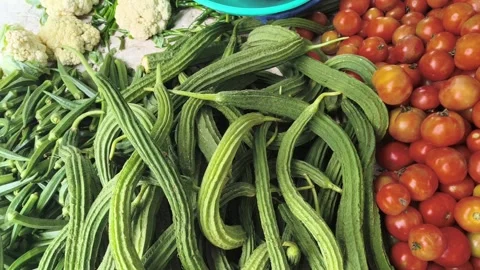 Fresh Mixed Vegetables Displayed at Local Market Stock Footage 321422875