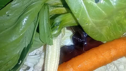 Fresh Mixed Ve,getables Ingredients for Capcay Cooking Top View Stock Footage 344424522