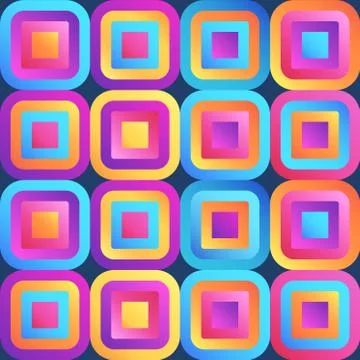 Fresh modern gradient squares seamless pattern with smooth corners. Stock Illustration